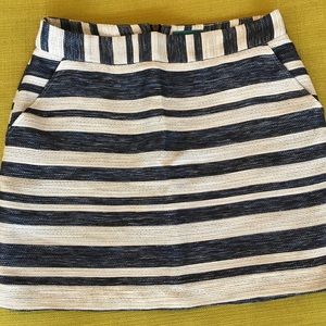 Blue and white striped mini skirt